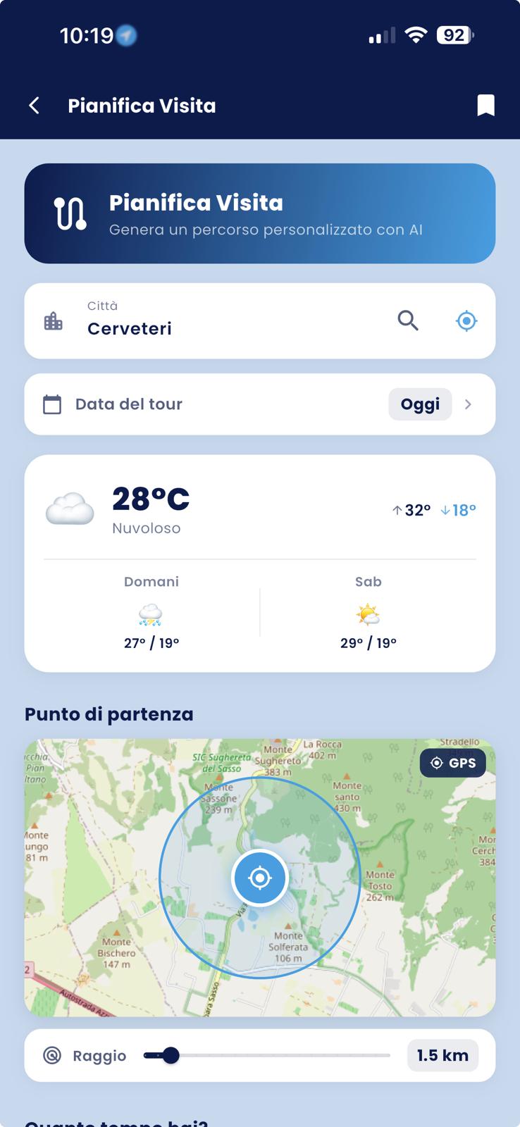 Pianifica Visita mappa meteo