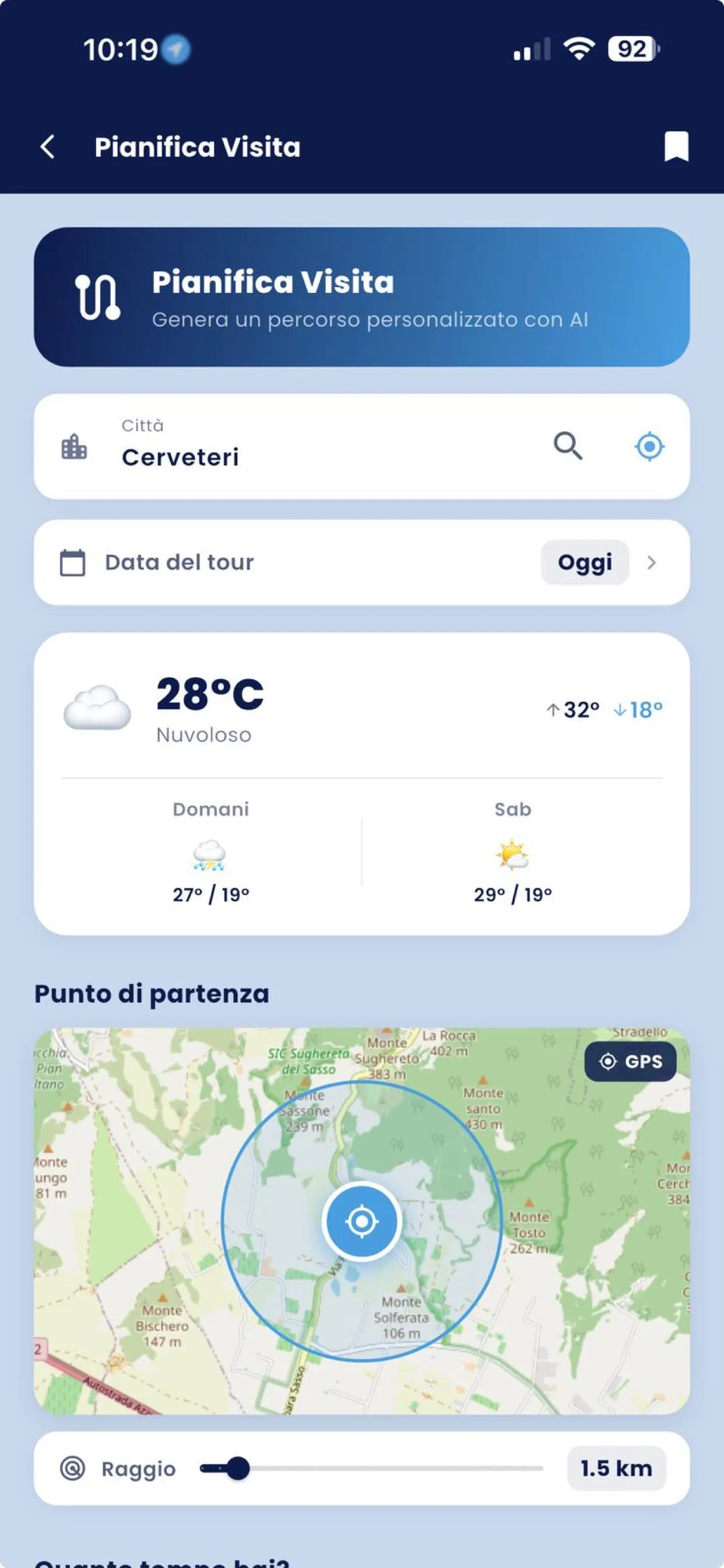 Pianifica Visita mappa meteo