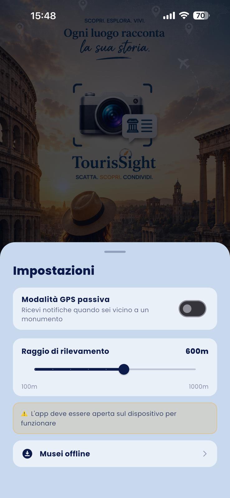 TourisSight selezione lingua