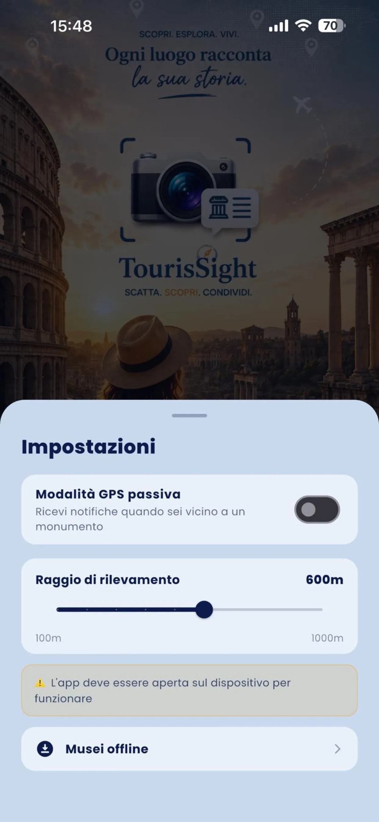 TourisSight selezione lingua